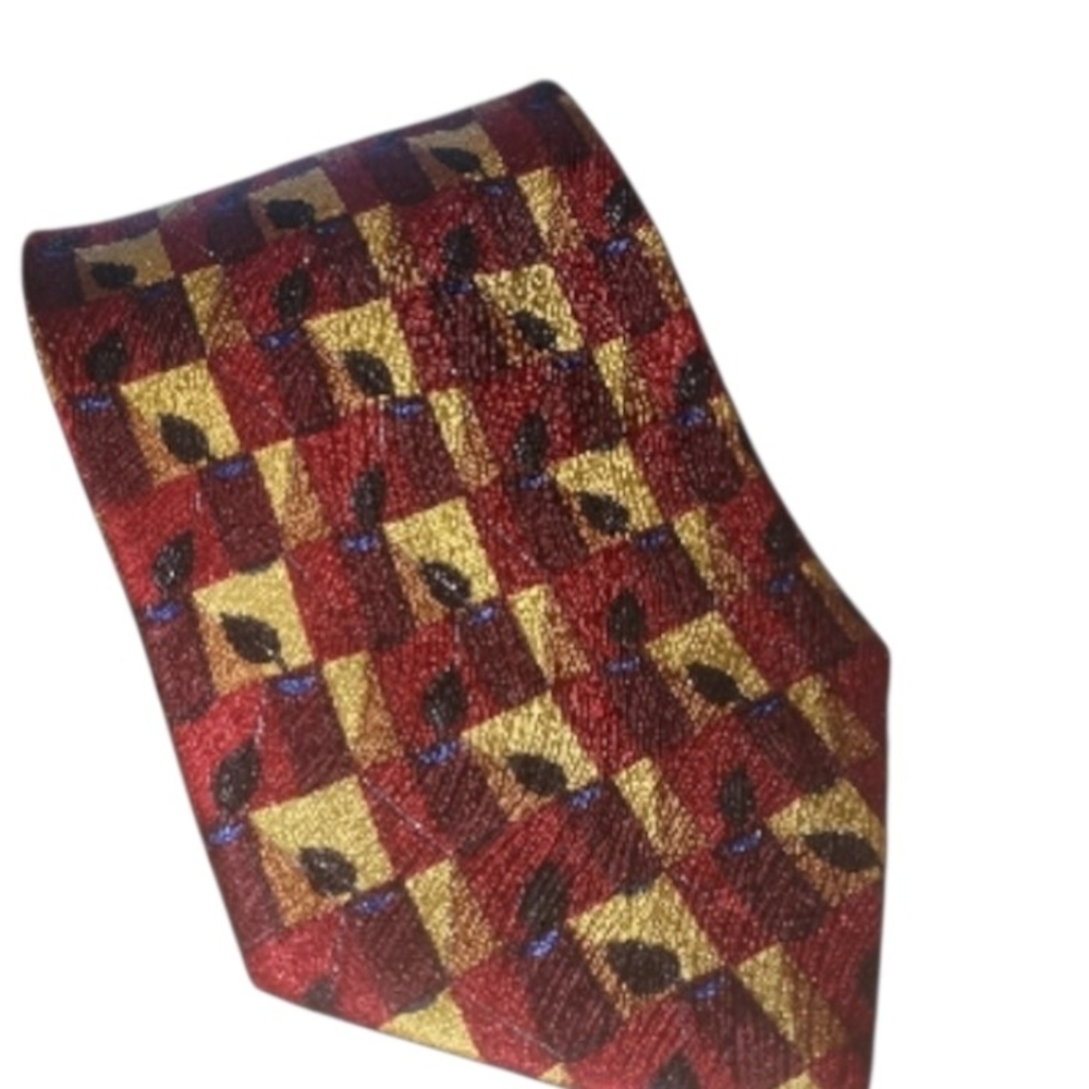 Boss Red and Gold Patterned Tie